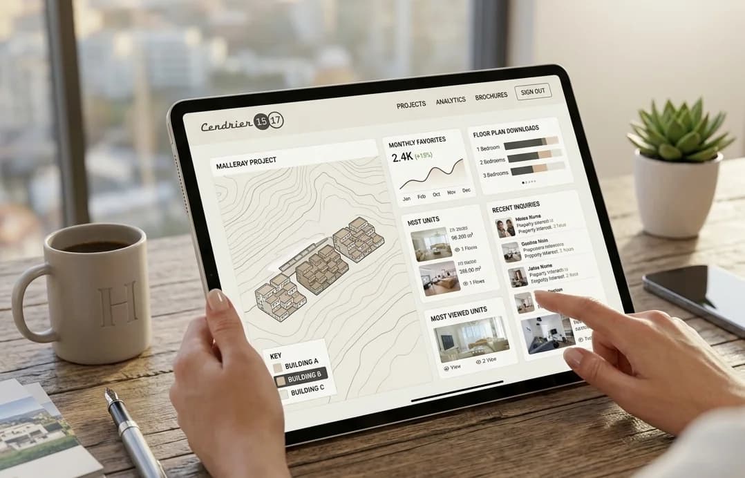 Tableau de bord SelectSee avec statistiques de consultation par logement
