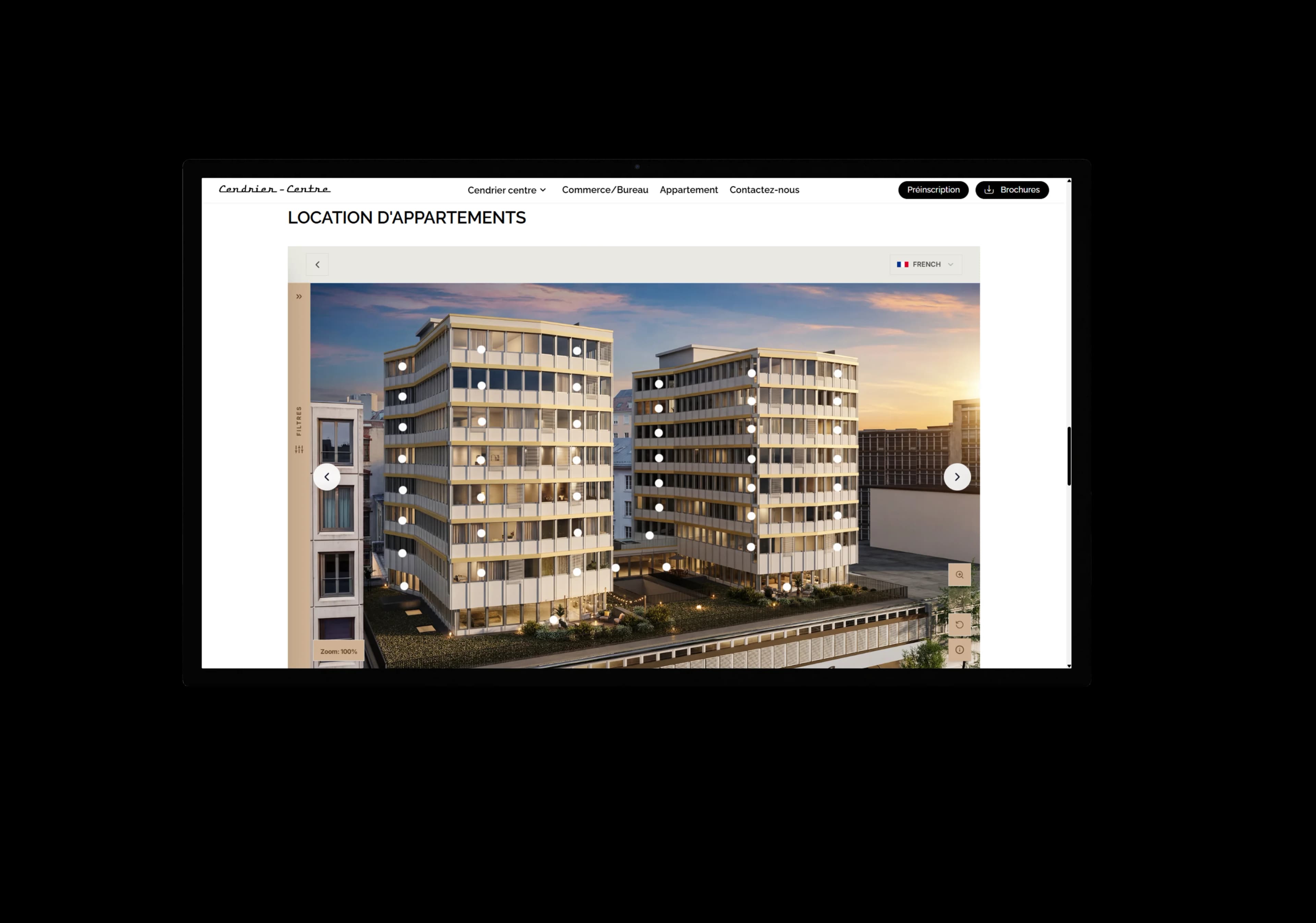 Interface SelectSee du projet Cendrier Genève