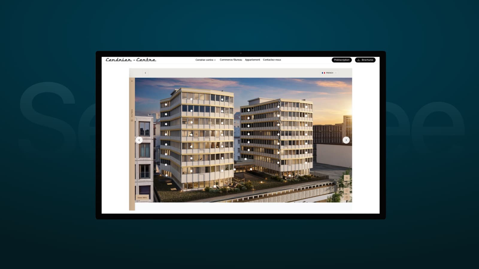Sélecteur SelectSee intégré au projet Cendrier Centre à Genève